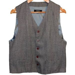 J Riggings  Mens Brown Stripe Vest 5 Button Size M  Gray Lining Back